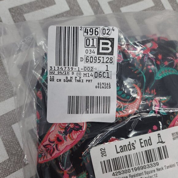 Lands End Tankini Swim Top Size 12 Square Neck Underwire Bra Swimsuit $78 - Picture 10 of 12